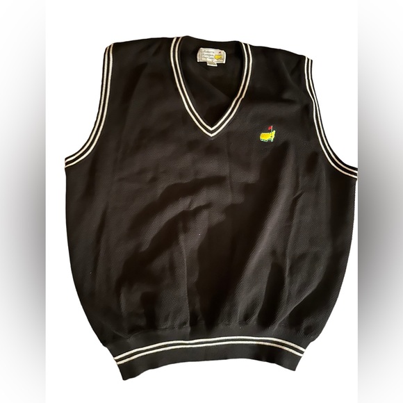 Masters Golf Vest Augusta National Slazenger  Black Pullover Knit Sz L Vintage - Picture 4 of 7